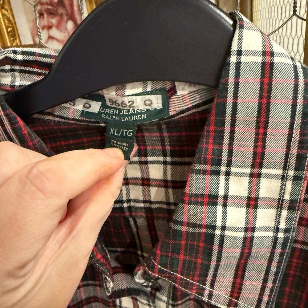 Ralph Lauren women’s Burgundy Plaid Button Down Shirt - Picture 2 of 4